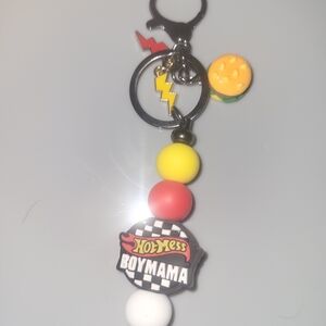 Hot Mess Boy Mama Keychain  - Red, Yellow, White